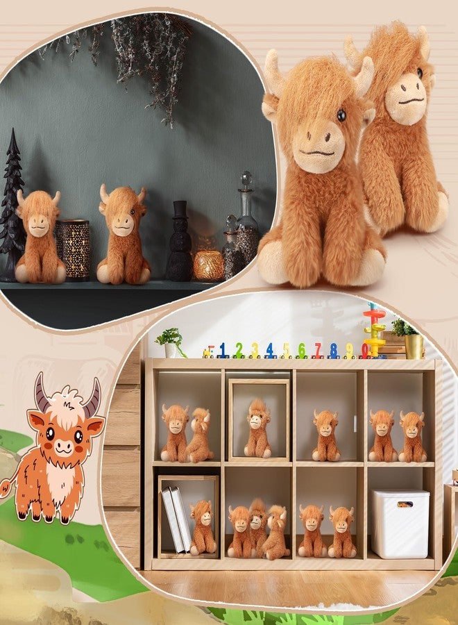 Blueweenly 12 Pcs Stuffed Animal Stuffed Plush Toys 6 inch Realistic Soft Decor Doll for Stress Relief Boys Girls Birthday Favors Gifts Forest Party Decor (Highland Cows) - Image 5